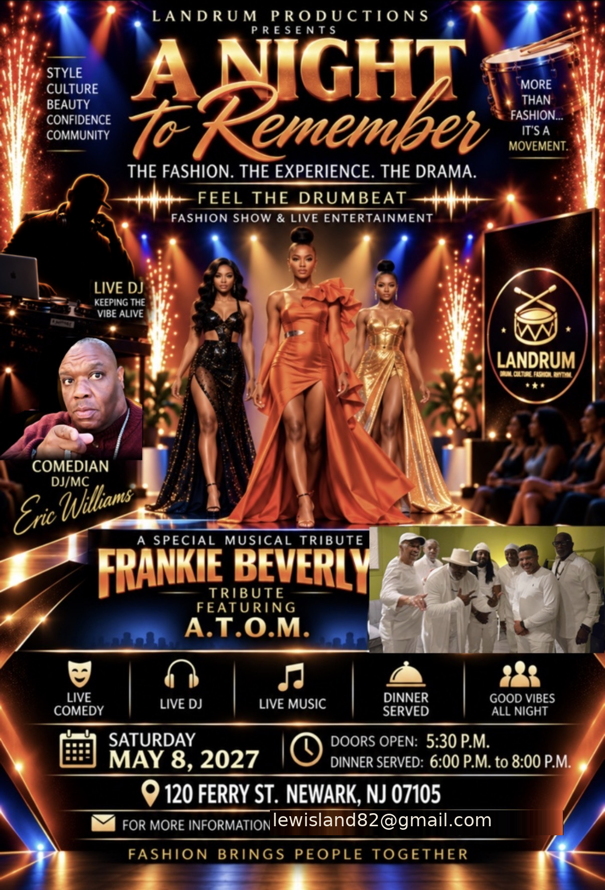 Official A Night to Remember event flyer featuring the approved photographs and updated contact email